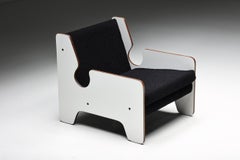 Post-Modern Black & White Lounge Chair, Italy, 1970s