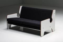Post-Modern Black & White Two-Seater Sofa, Italy, 1970s