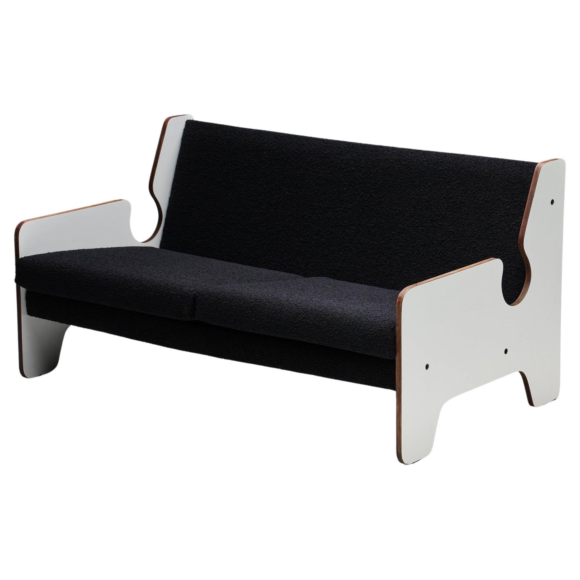 Post-Modern Black & White Two-Seater Sofa, Italy, 1970s For Sale