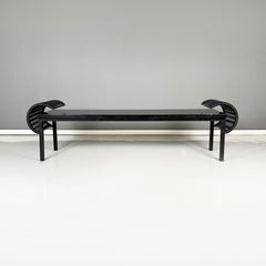 Italian post-modern Black wood, metal and plastic bench by Nanni Fly Line, 1990s