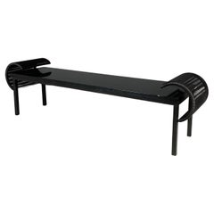 Italian post-modern Black wood, metal and plastic bench by Nanni Fly Line, 1990s