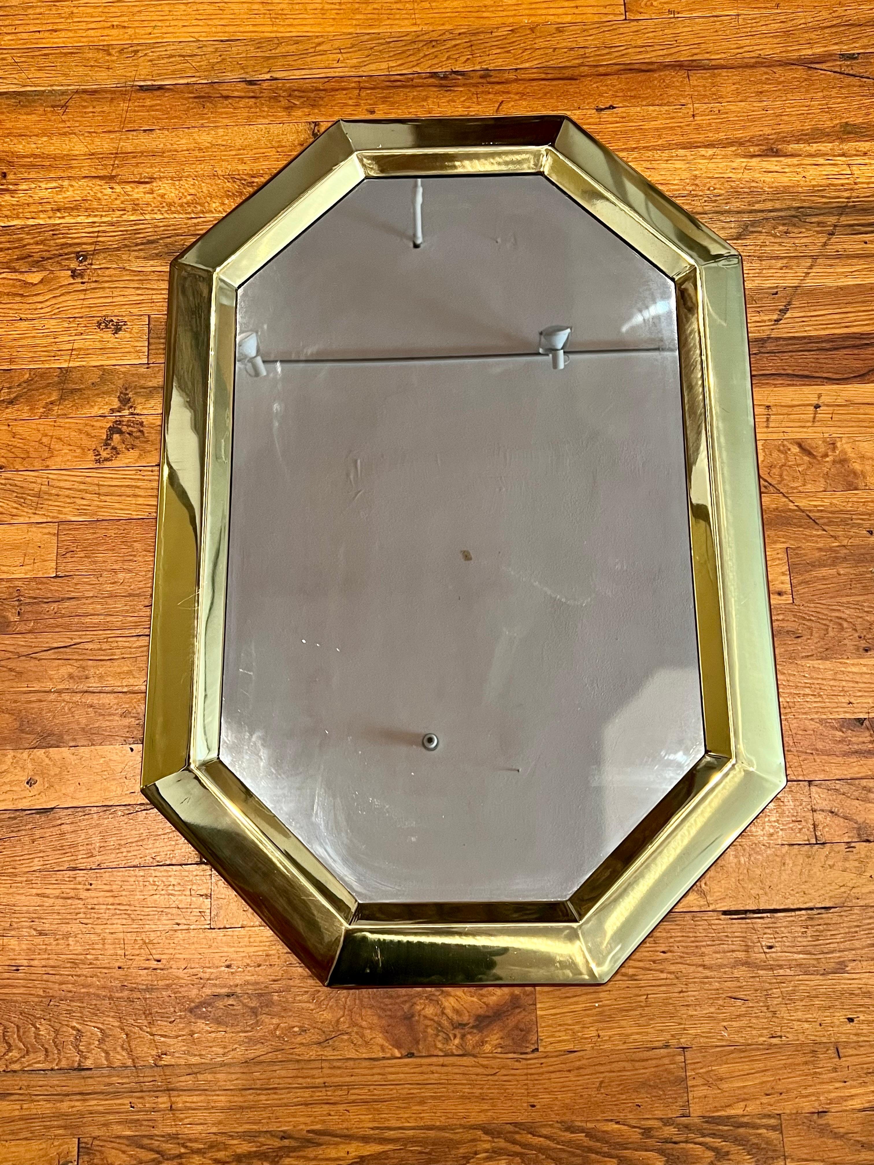 Post-Modern Italian Post Modern Brass Polished Wall Mirror For Sale