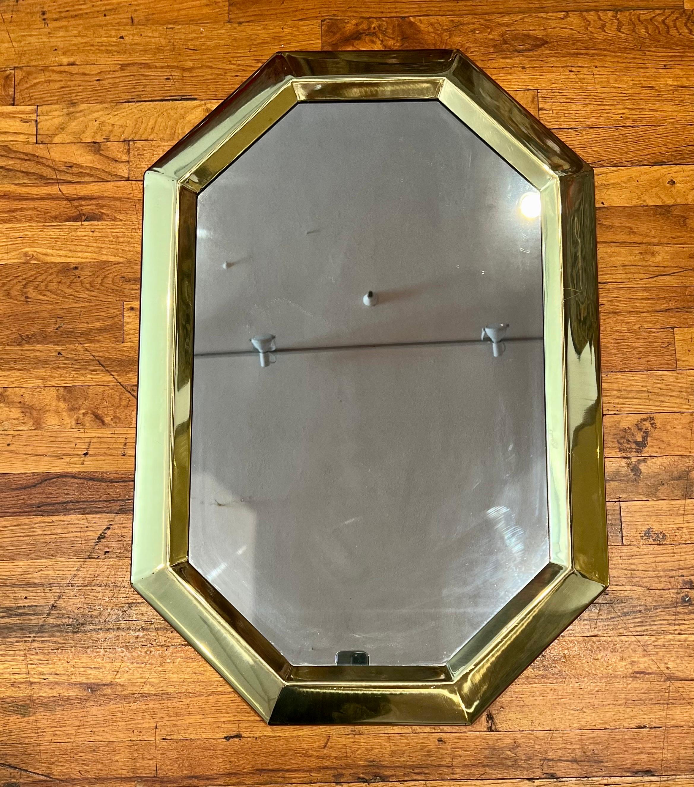 Italian Post Modern Brass Polished Wall Mirror In Good Condition For Sale In San Diego, CA