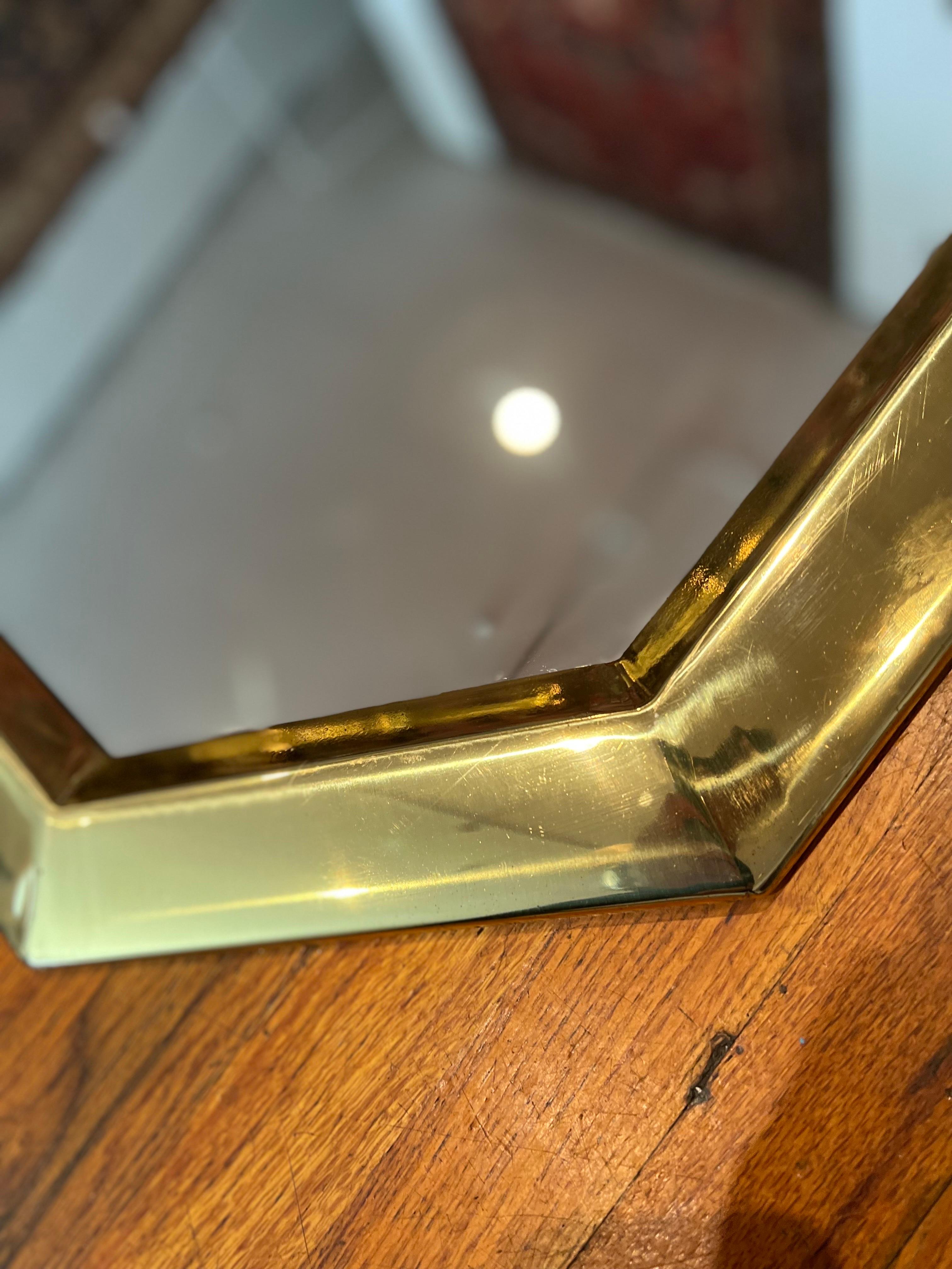 20th Century Italian Post Modern Brass Polished Wall Mirror For Sale