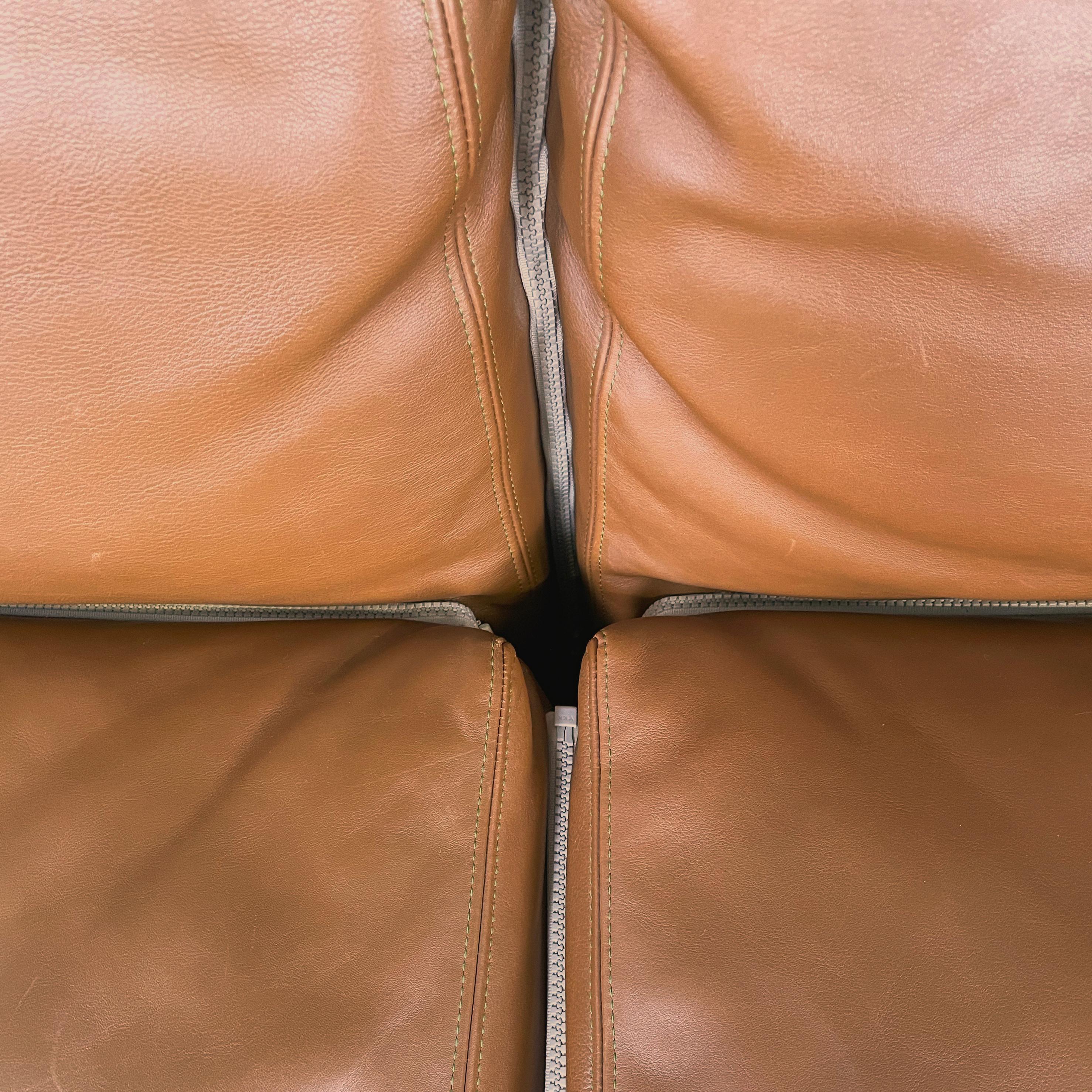 Italian post modern Brown leather and dark wood sofa by Cappellini, 2000s 4