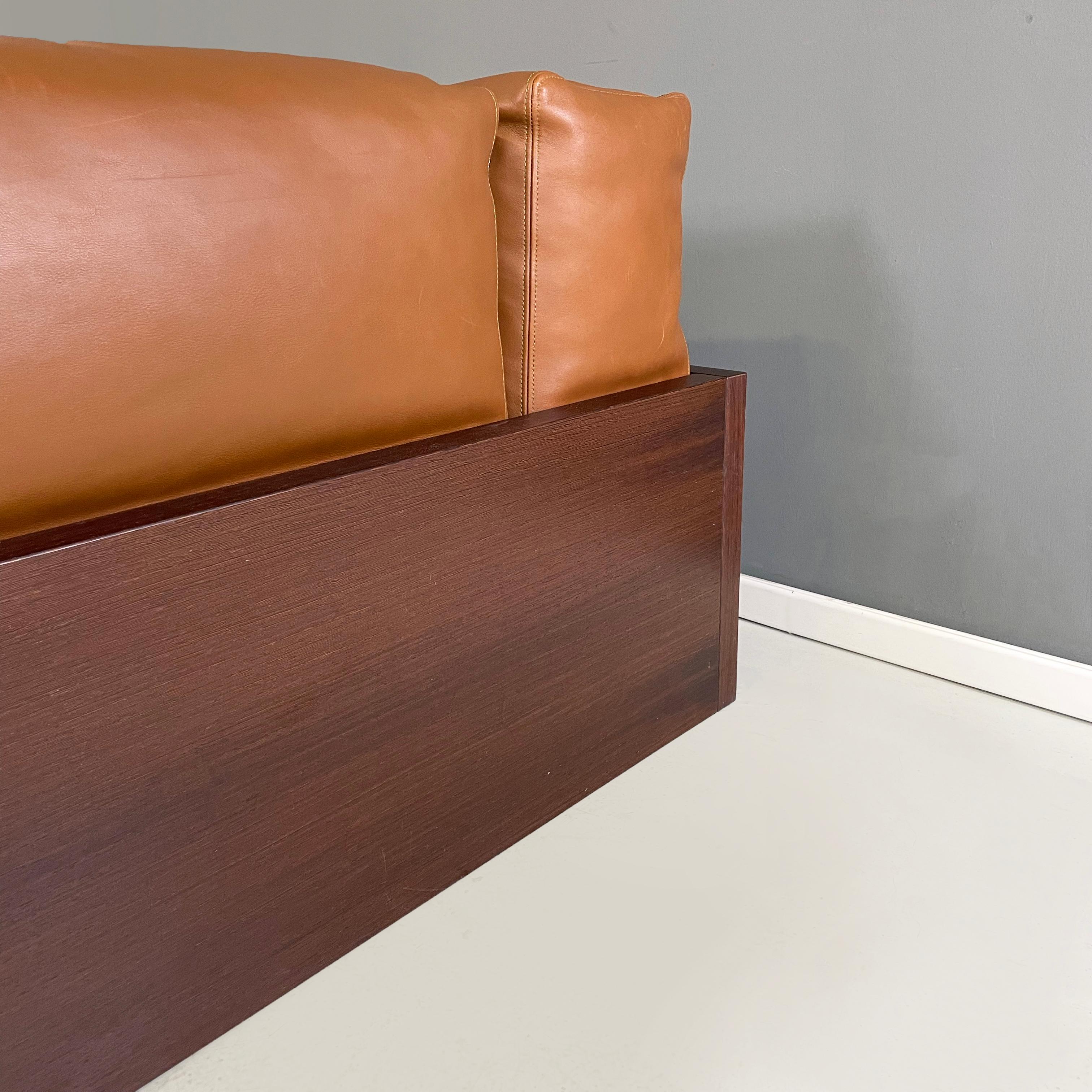 Italian post modern Brown leather and dark wood sofa by Cappellini, 2000s 11