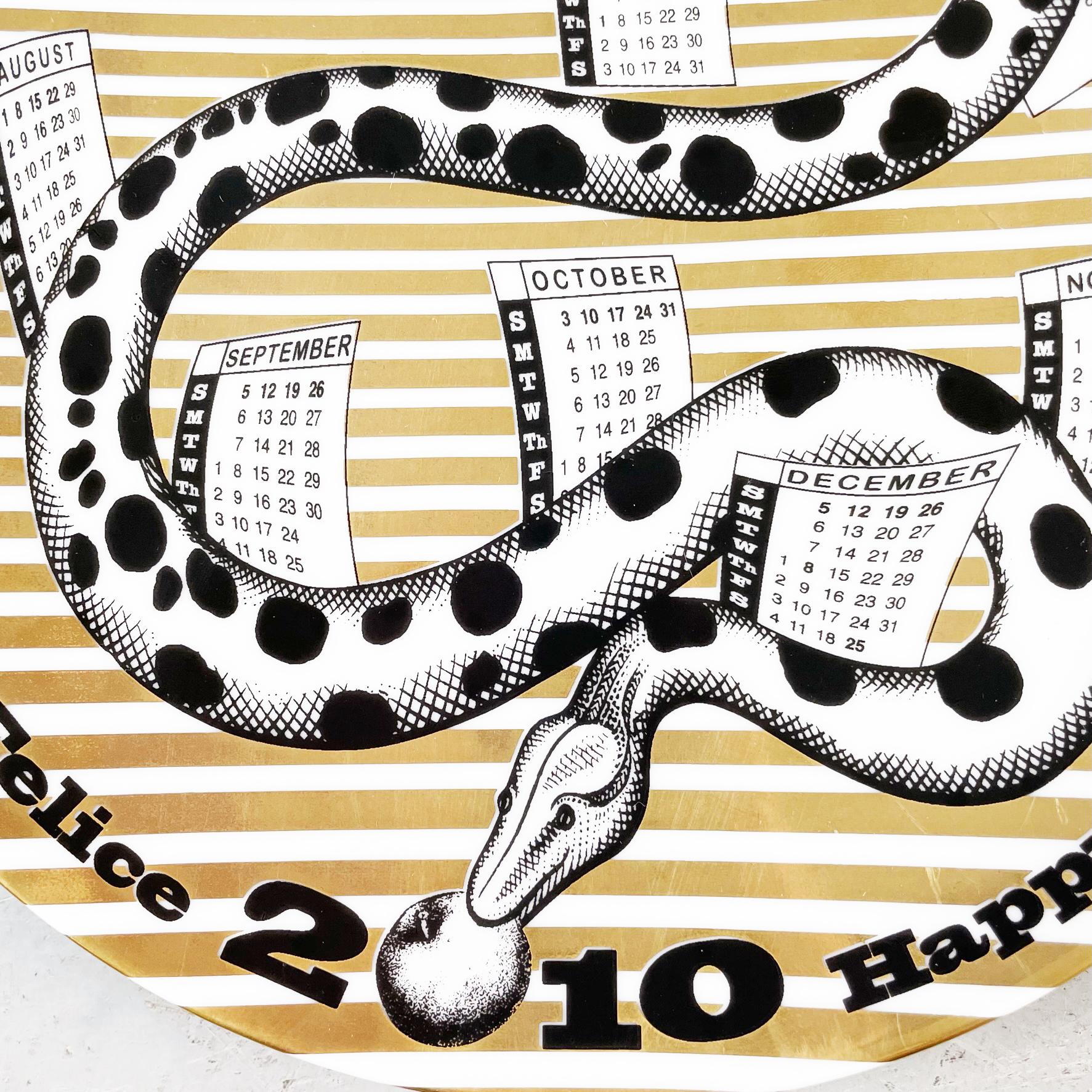 Italian Post-Modern Ceramic Wall Calendar Plate 2010 by Fornasetti, 2010 In Excellent Condition In MIlano, IT