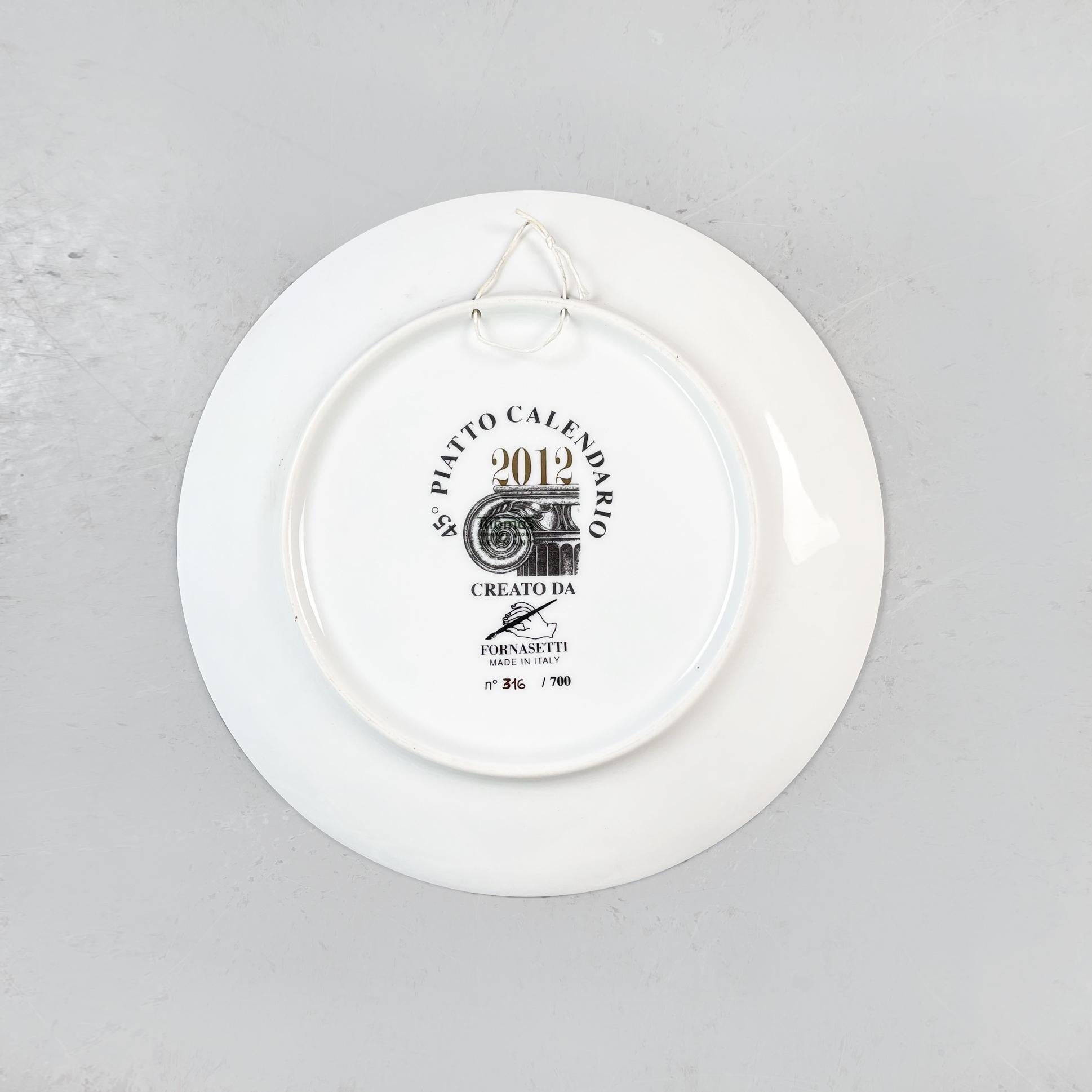 Contemporary Italian Post-Modern Ceramic Wall Calendar Plate 2012 by Fornasetti, 2012 For Sale