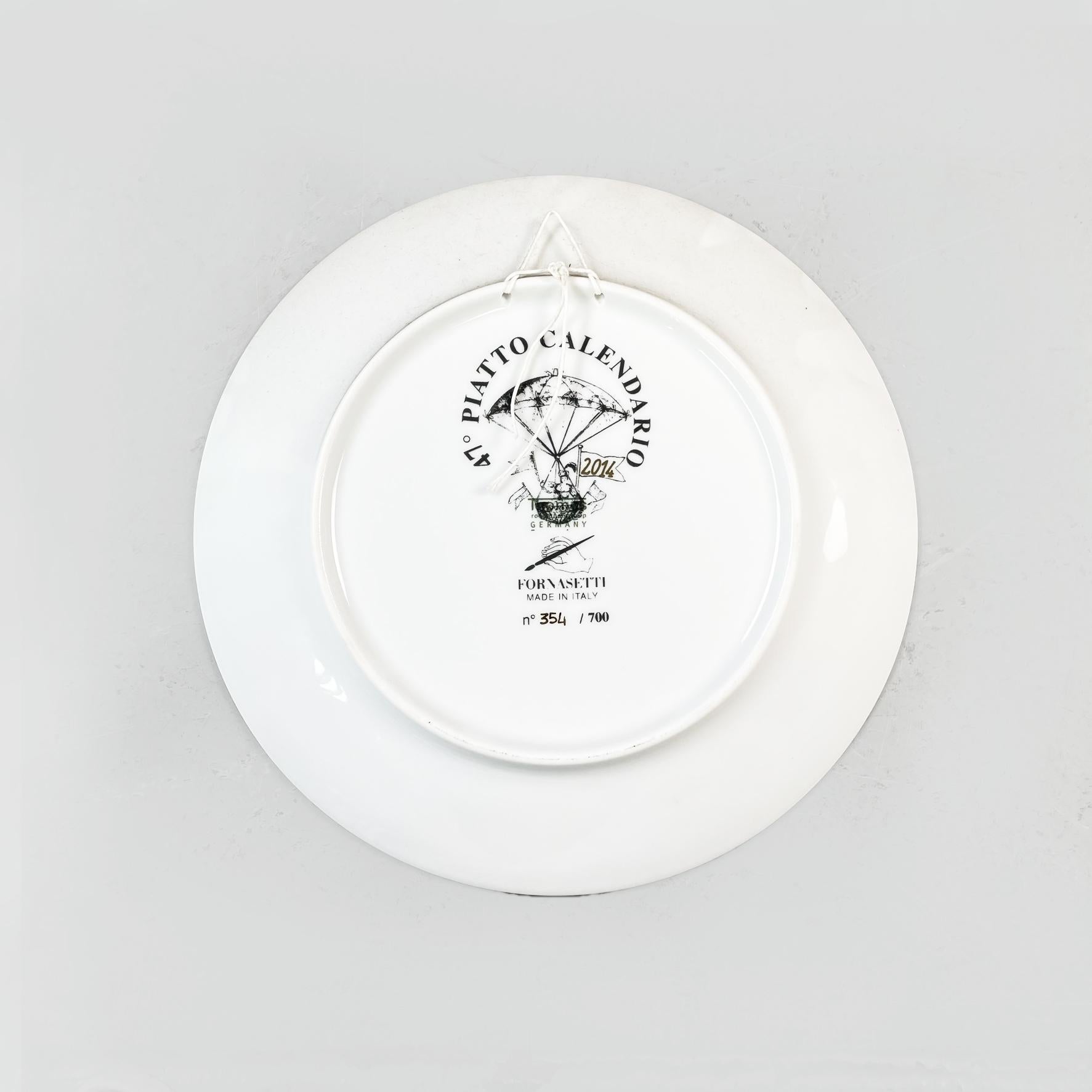 Contemporary Italian Post-Modern Ceramic Wall Calendar Plate 2014 by Fornasetti, 2014