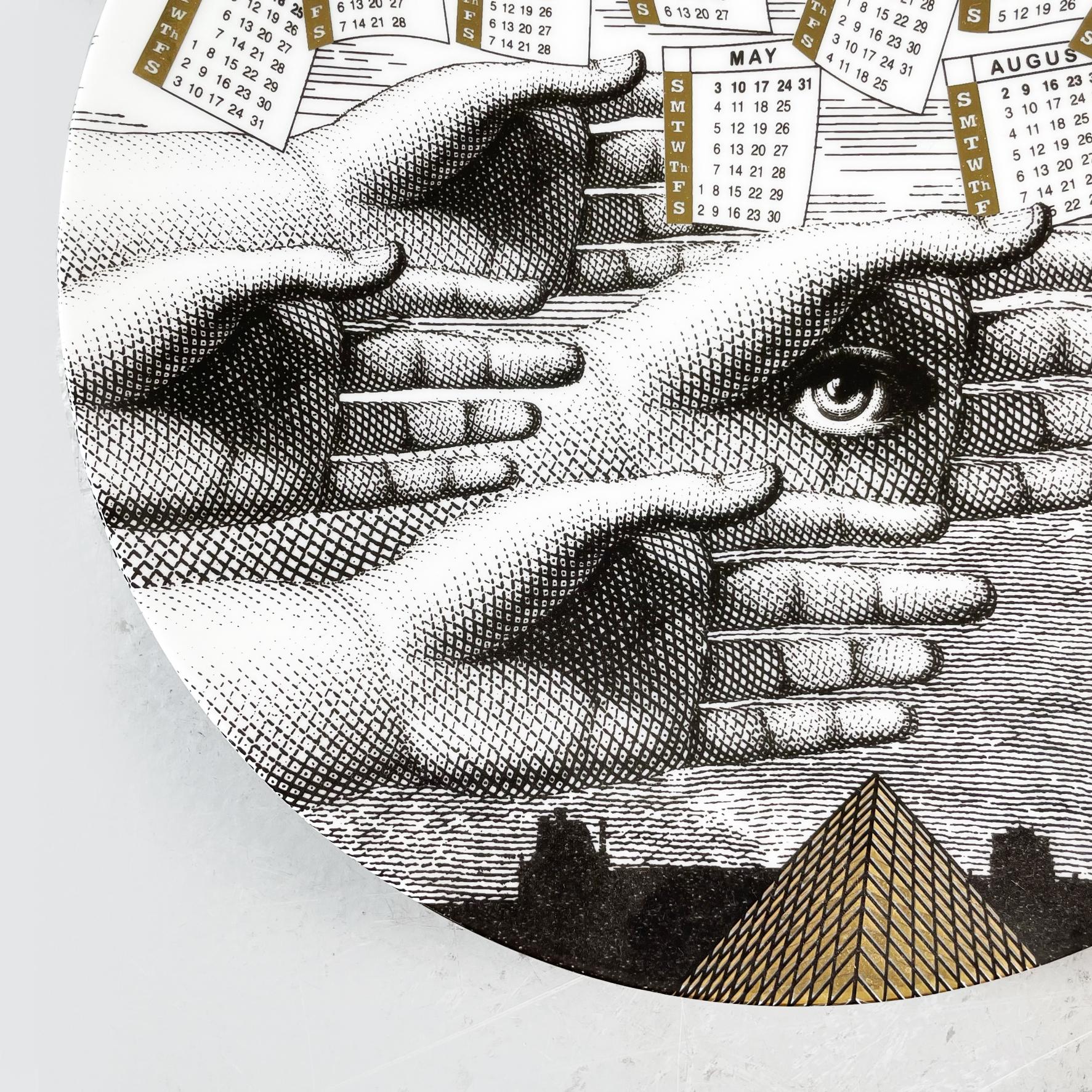 Italian Post-Modern Ceramic Wall Calendar Plate 2015 by Fornasetti, 2015 In Excellent Condition In MIlano, IT