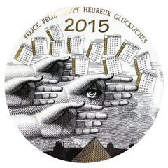 Italian Post-Modern Ceramic Wall Calendar Plate 2015 by Fornasetti, 2015