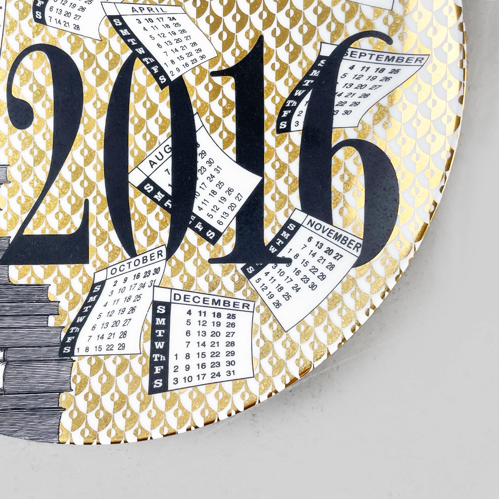 Italian Post-Modern Ceramic Wall Calendar Plate 2016 by Fornasetti, 2016 In Excellent Condition In MIlano, IT