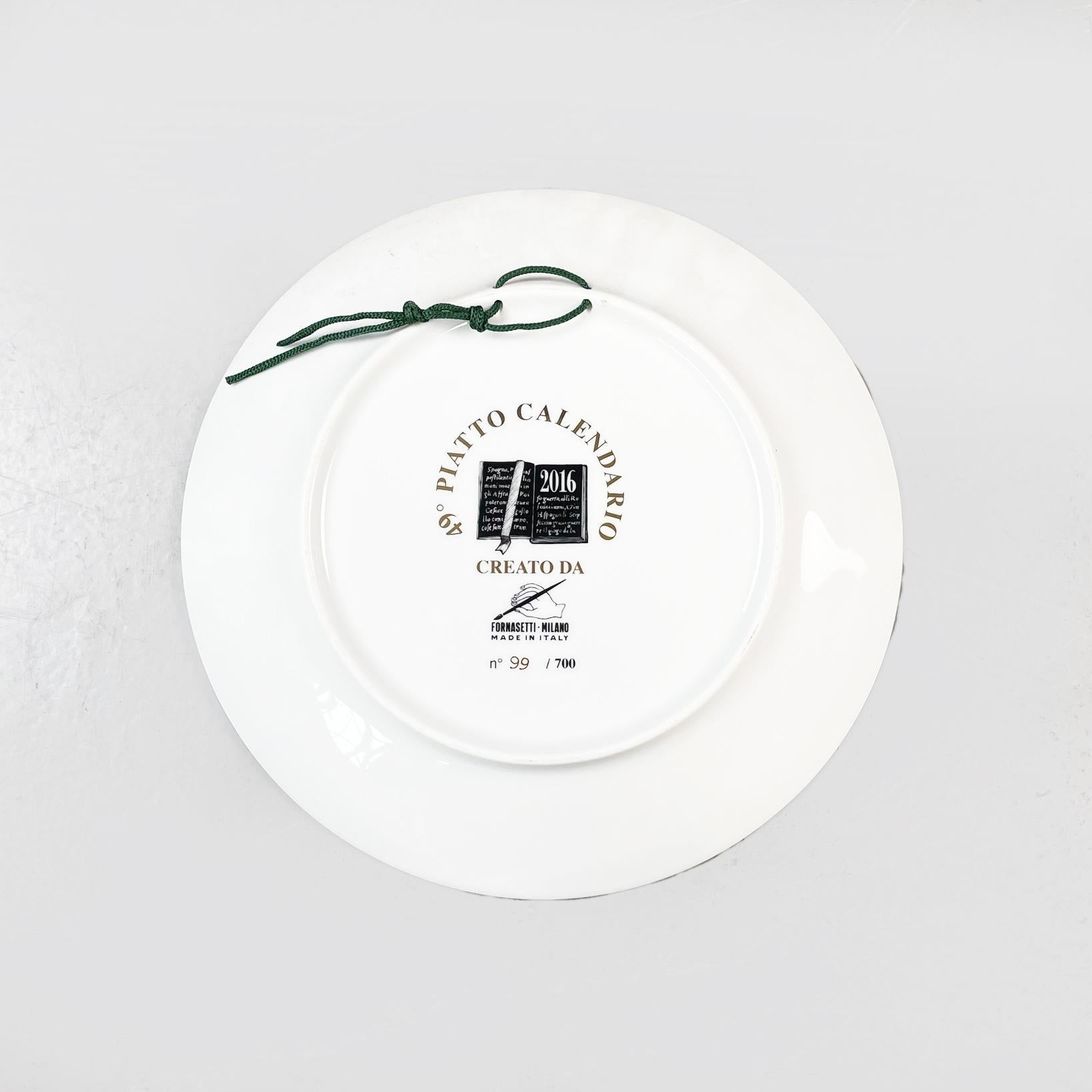 Contemporary Italian Post-Modern Ceramic Wall Calendar Plate 2016 by Fornasetti, 2016