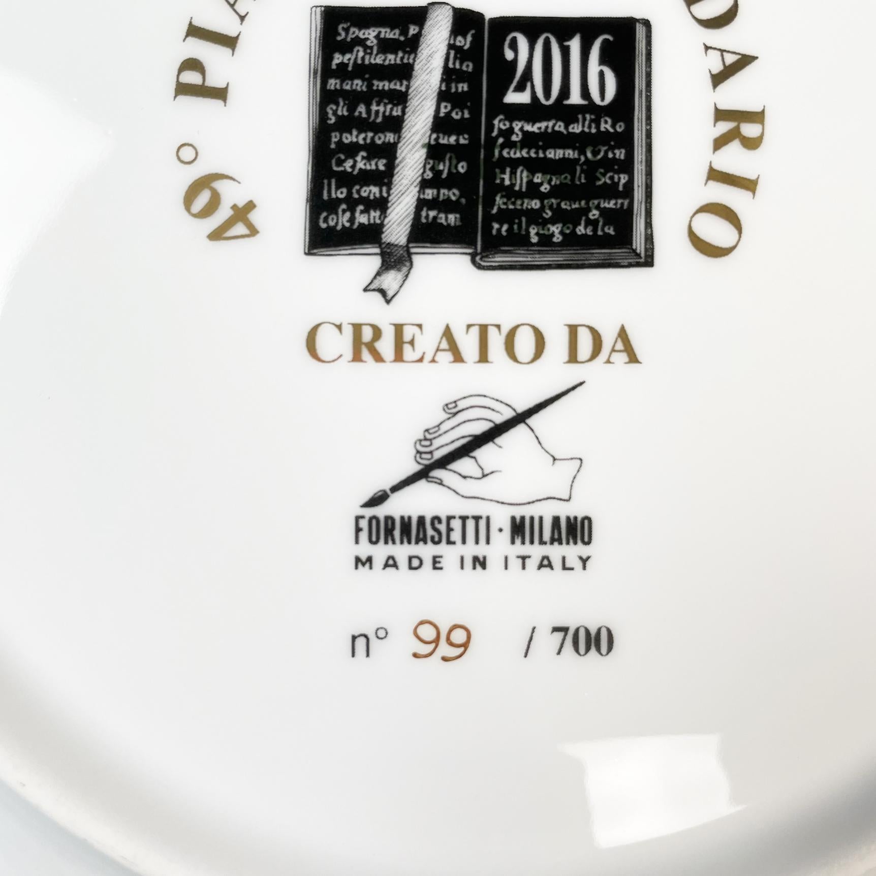 Italian Post-Modern Ceramic Wall Calendar Plate 2016 by Fornasetti, 2016 1