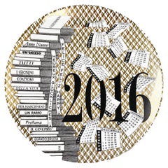 Italian Post-Modern Ceramic Wall Calendar Plate 2016 by Fornasetti, 2016