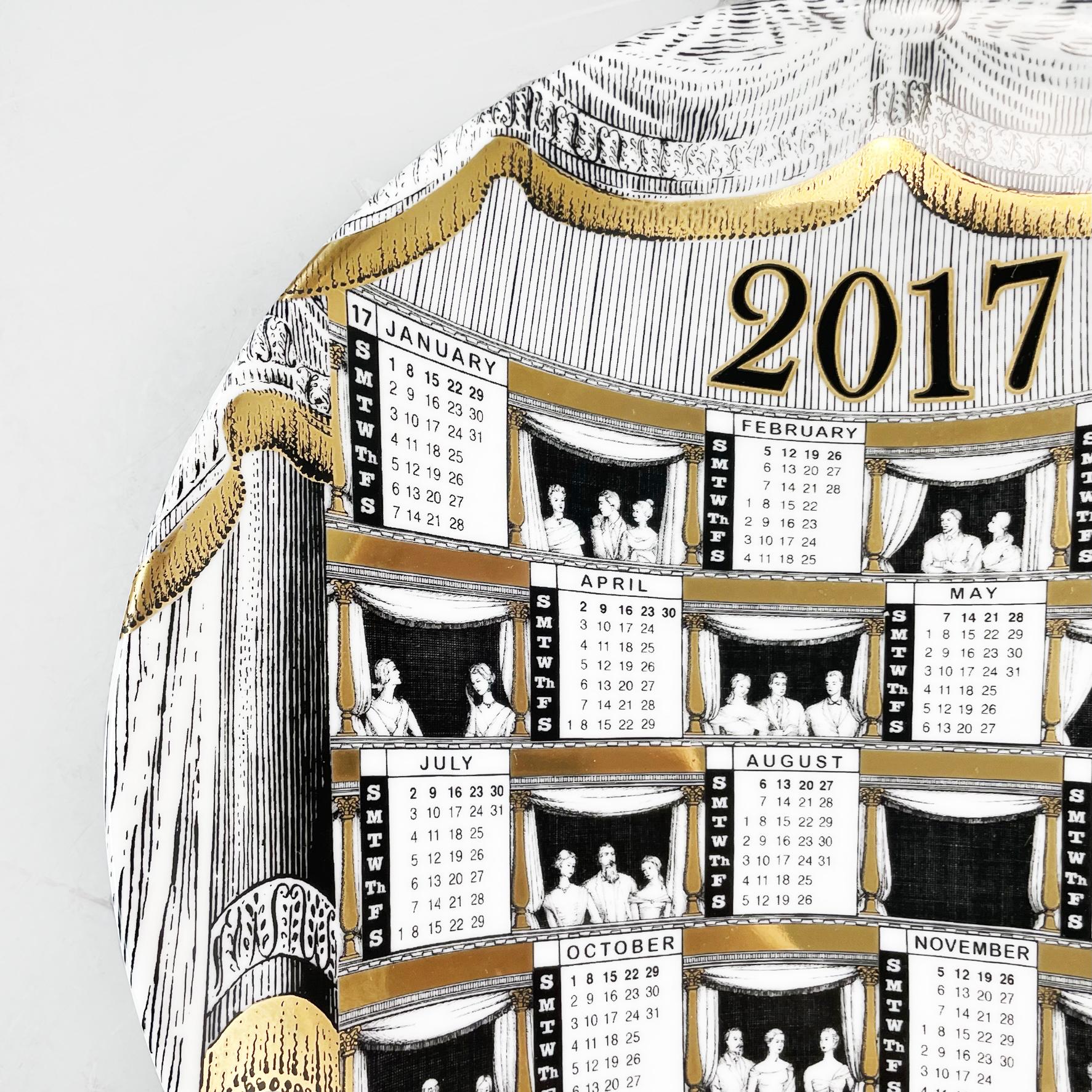 Italian Post-Modern Ceramic Wall Calendar Plate 2017 by Fornasetti, 2017 In Excellent Condition In MIlano, IT