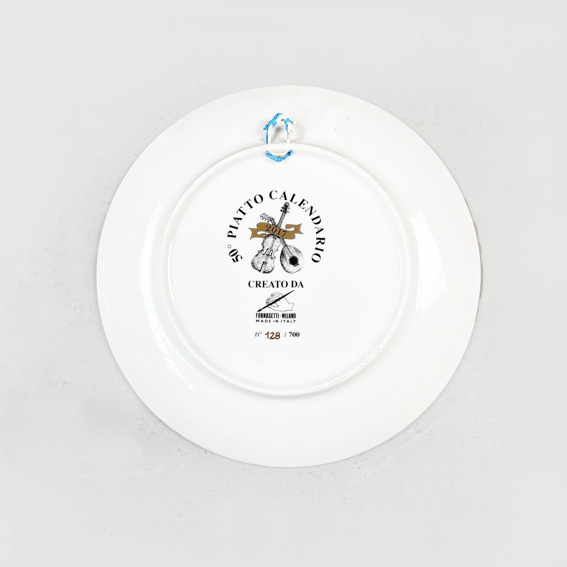 Contemporary Italian Post-Modern Ceramic Wall Calendar Plate 2017 by Fornasetti, 2017