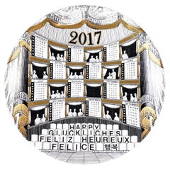 Italian Post-Modern Ceramic Wall Calendar Plate 2017 by Fornasetti, 2017