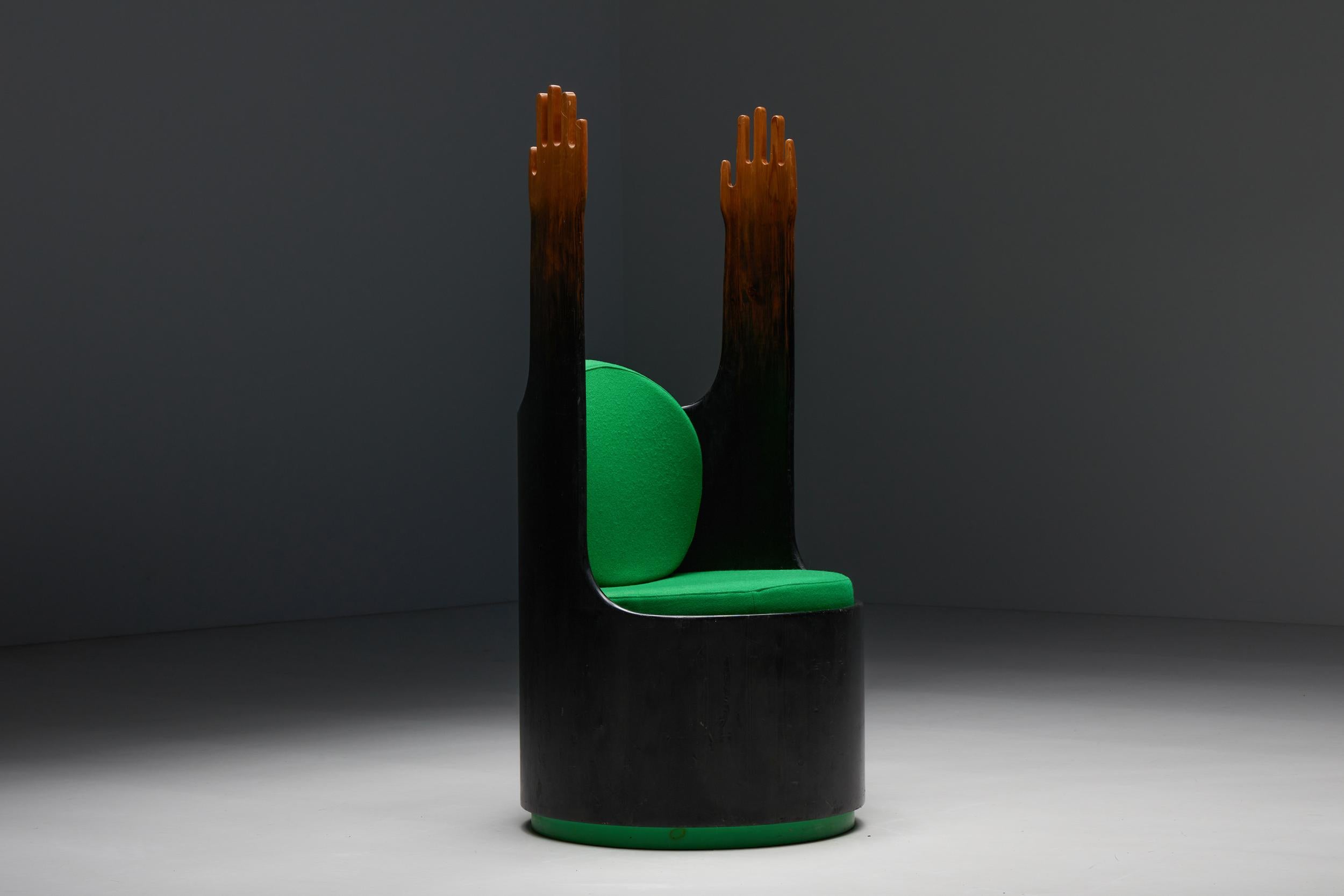 Late 20th Century Italian Post-Modern Chair with Green Cushions, 1980s