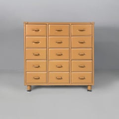 Italian post modern chest of drawers in beige leather, 2000s