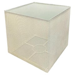 Italian Post Modern Cube Micro Perforated and Matt Glass Side Coffee Table 1980s