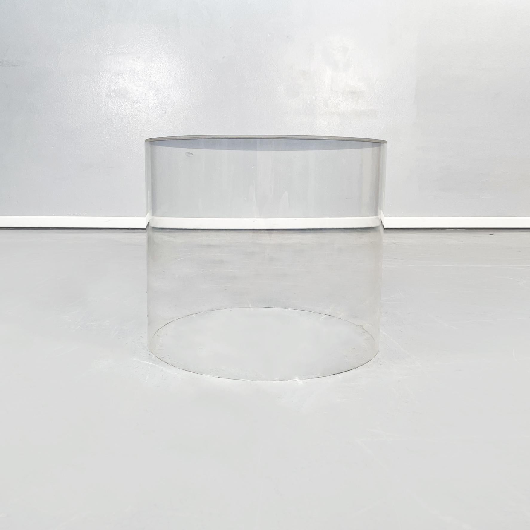 Contemporary Italian Post-Modern Cylindrical Coffee Tables in Grey and Blue Plexiglass, 2000s For Sale