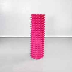 Italian Post-Modern Cylindrical TOTEM with Pyramids in Pink Foam, 1980-2000s