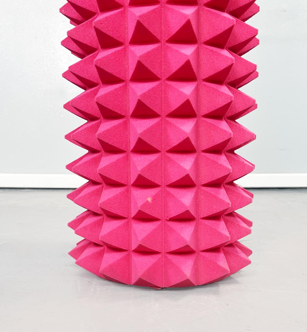 Contemporary Italian Post-Modern Cylindrical TOTEM with Pyramids in Pink Foam, 1980-2000s