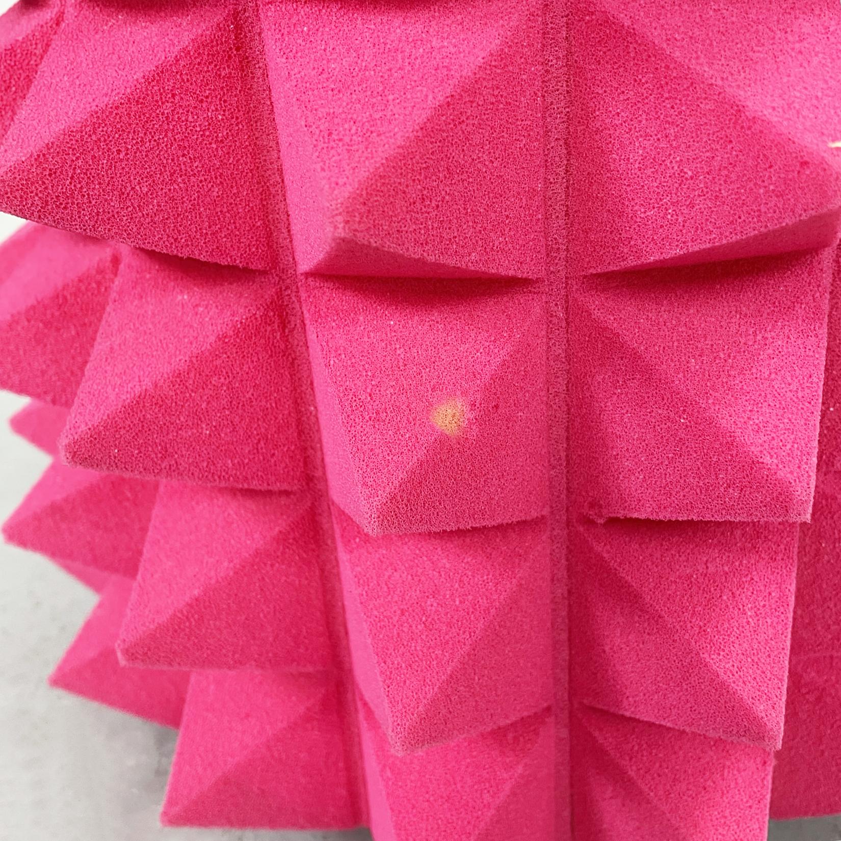Italian Post-Modern Cylindrical TOTEM with Pyramids in Pink Foam, 1980-2000s 3
