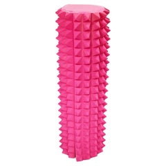 Italian Post-Modern Cylindrical TOTEM with Pyramids in Pink Foam, 1980-2000s