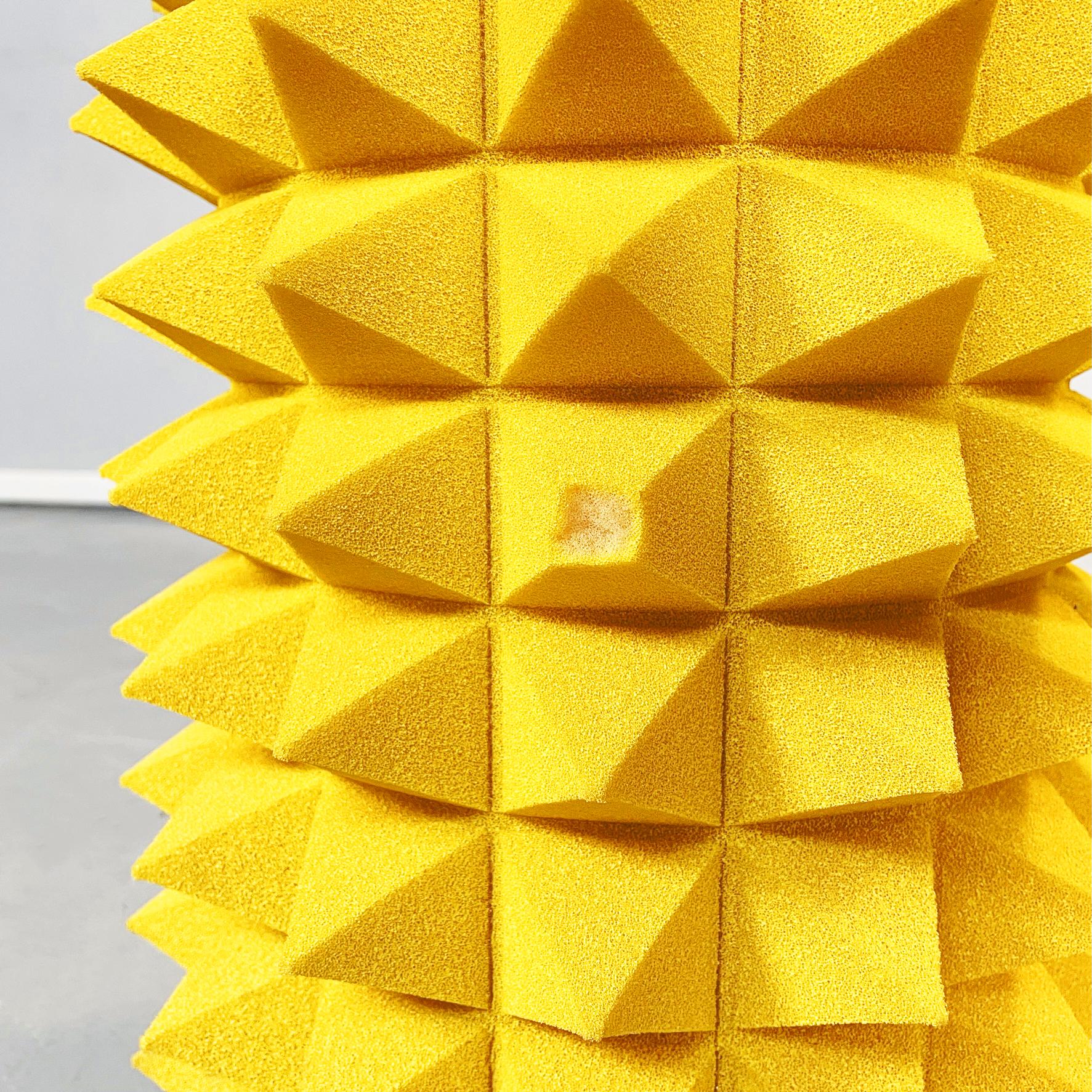 Italian Post-Modern Cylindrical TOTEM with Yellow Foam Pyramids, 2000s 4