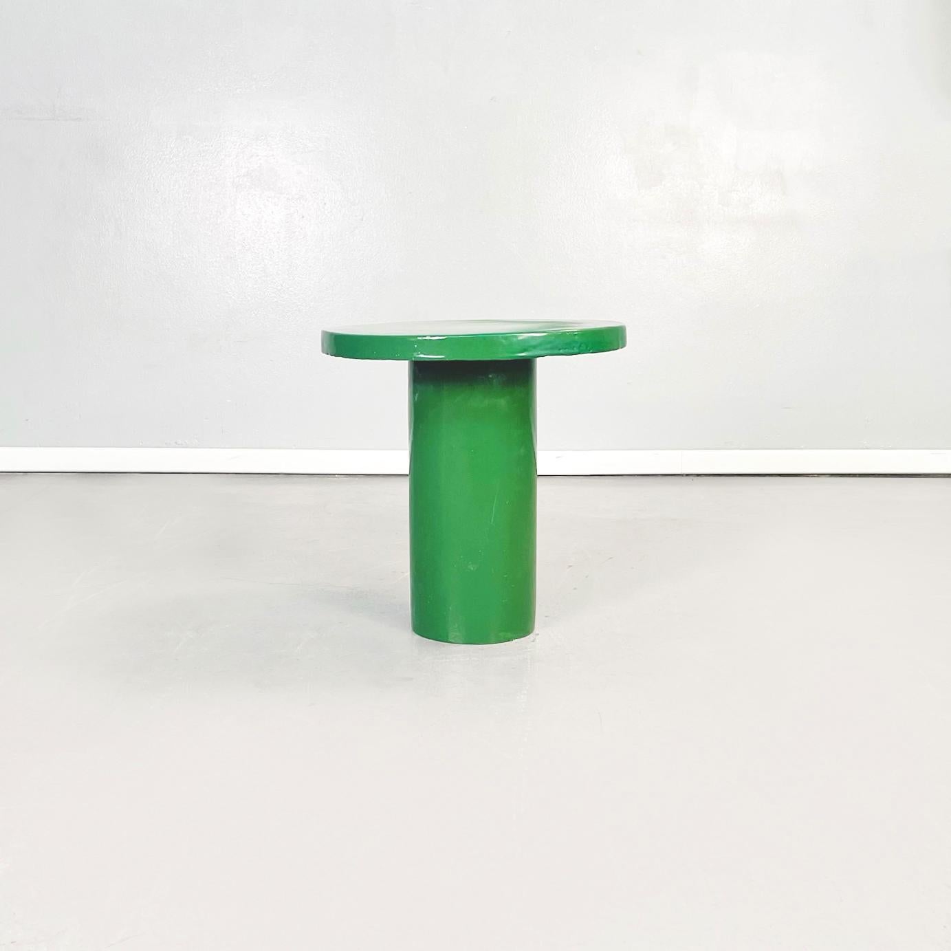 Italian Post-Modern Decorative Round Tables in Green Glazed Ceramic, 2000s In Good Condition In MIlano, IT