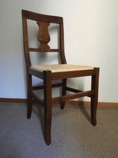 Italien Mid-Century Modern Design-Set 6 rustikale Stühle aus Nussbaumholz, Italien