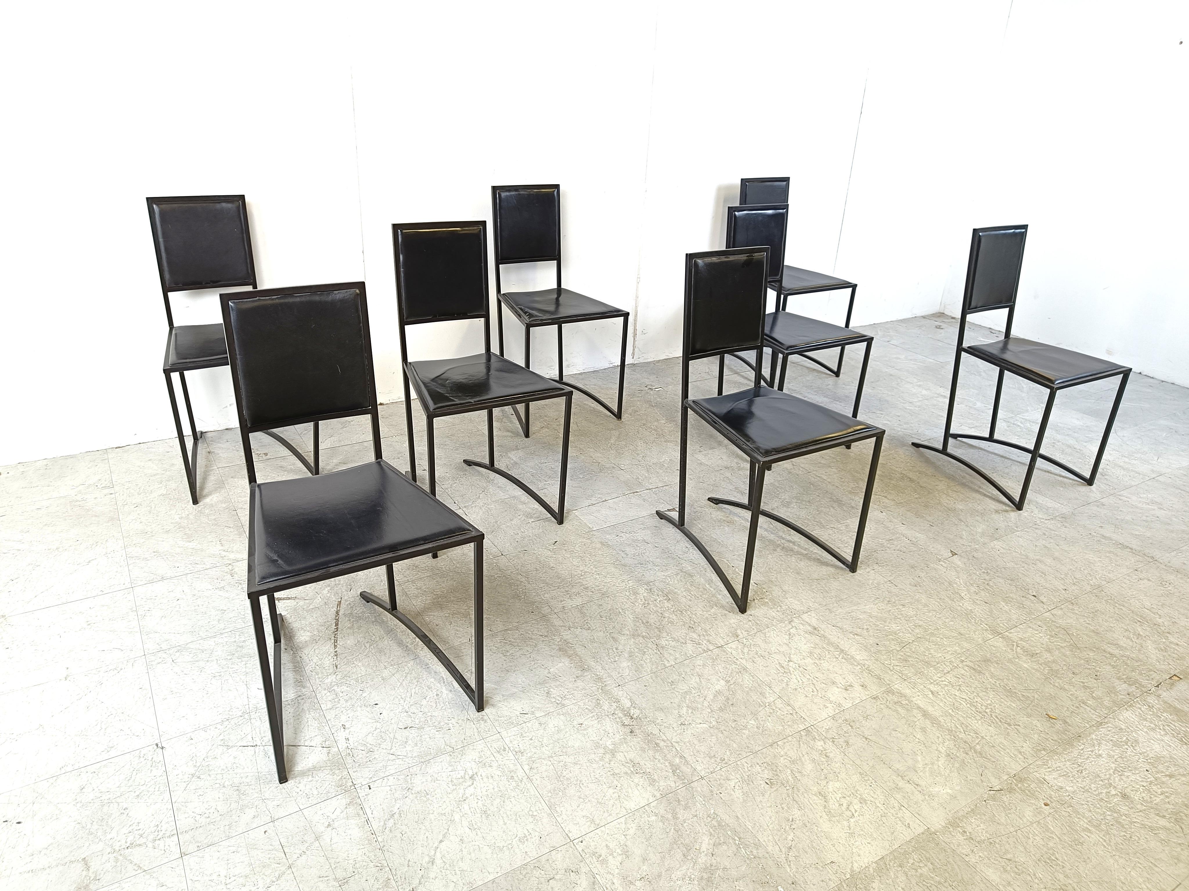 Italian Post modern dining chairs, 1980s, Set of 8 For Sale 1