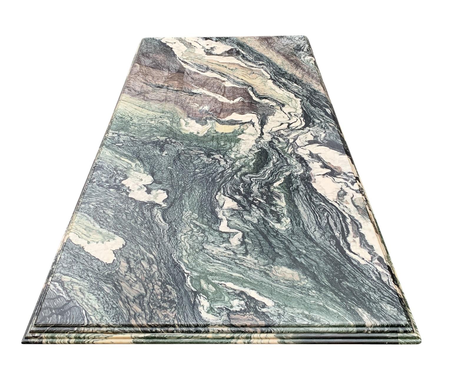 Italian Post-Modern Dining Table Rectangle Top Exotic Cipollino Ondulato Marble For Sale 1