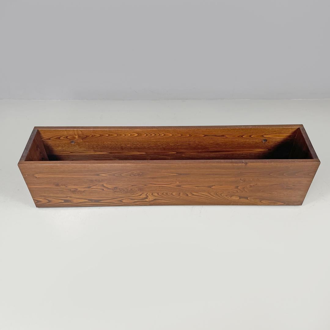 Post-Modern Italian post-modern elongated rectangular wooden planter with wheels, 1980s For Sale