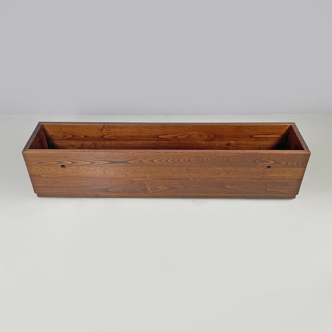 Italian post-modern elongated rectangular wooden planter with wheels, 1980s For Sale 2