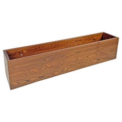 Italian post-modern elongated rectangular wooden planter with wheels, 1980s