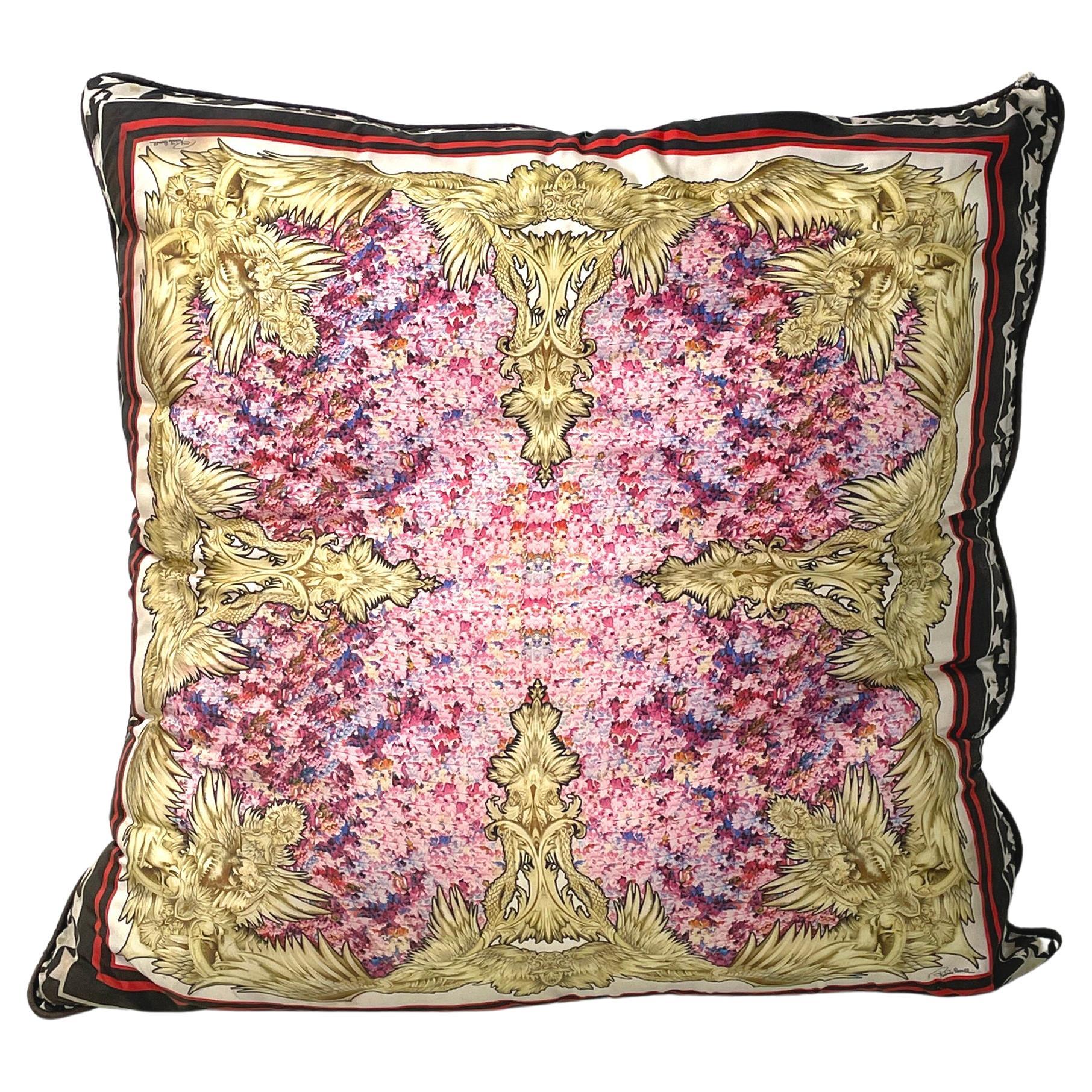 Italian post modern Fabric cushion with colored pattern by Roberto Cavalli 2000s For Sale