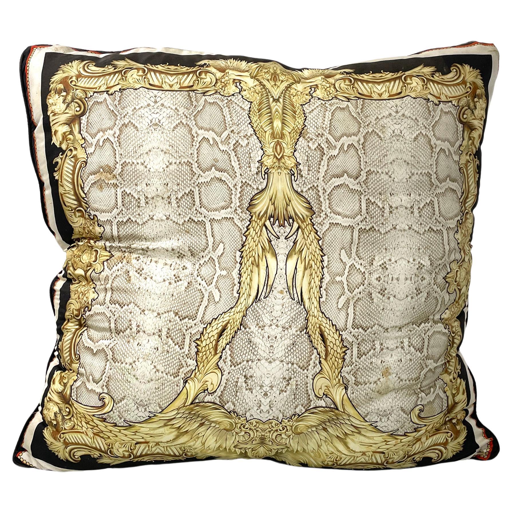 Italian post modern Fabric cushion with colored pattern by Roberto Cavalli 2000s For Sale