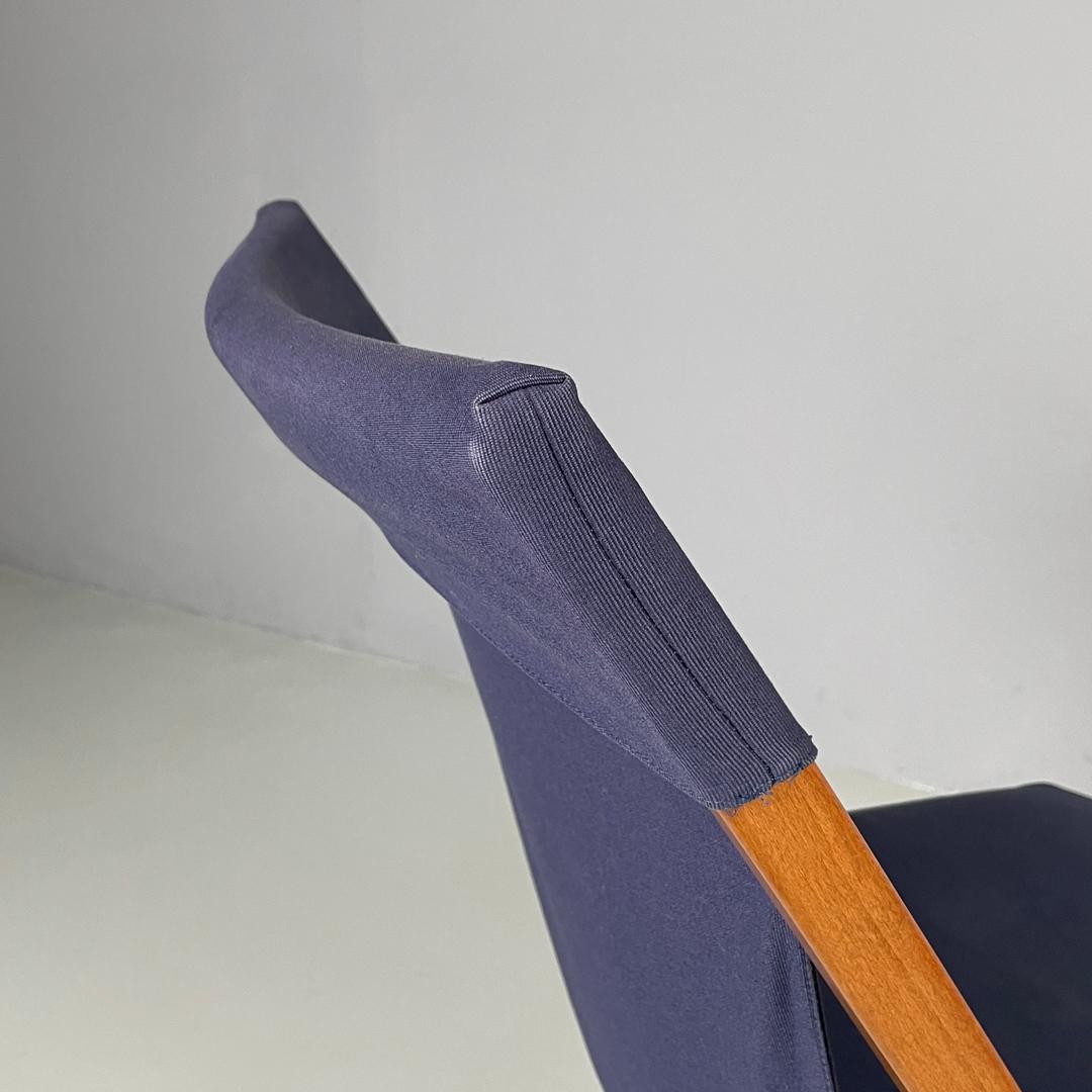 Italian post modern folding chair in wood and blue fabric structure, 1990s For Sale 6
