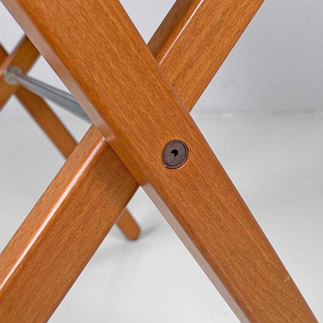 Italian post modern folding chair in wood and blue fabric structure, 1990s For Sale 12