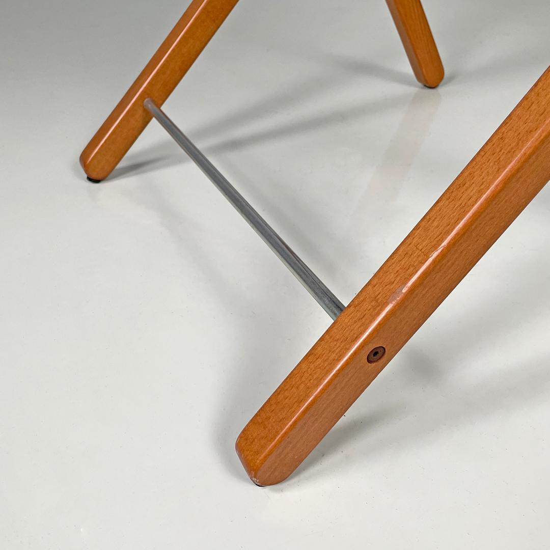 Italian post modern folding chair in wood and blue fabric structure, 1990s For Sale 13