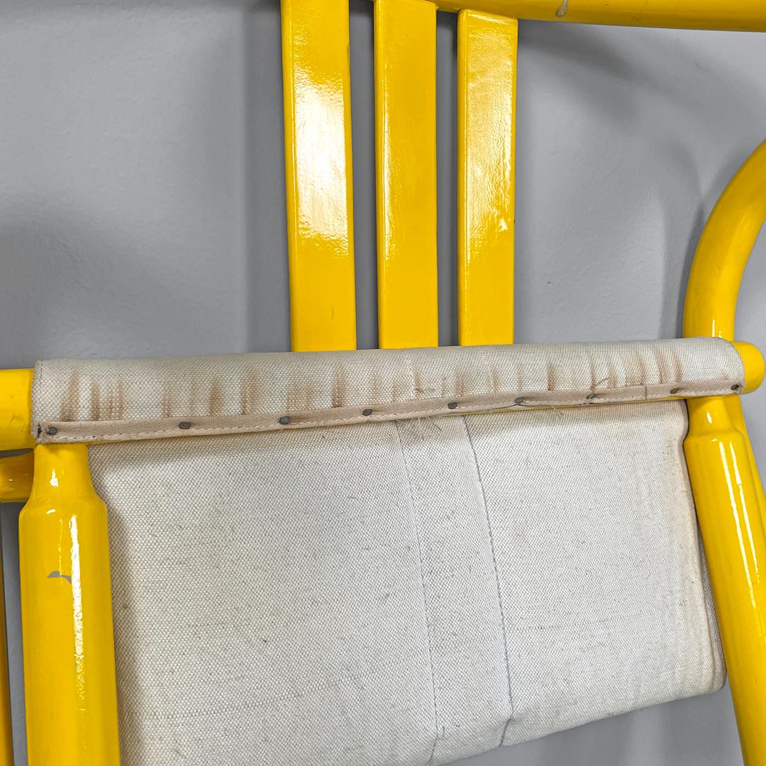 Italian post-modern folding tub chair in yellow wood and beige fabric, 1980s For Sale 9