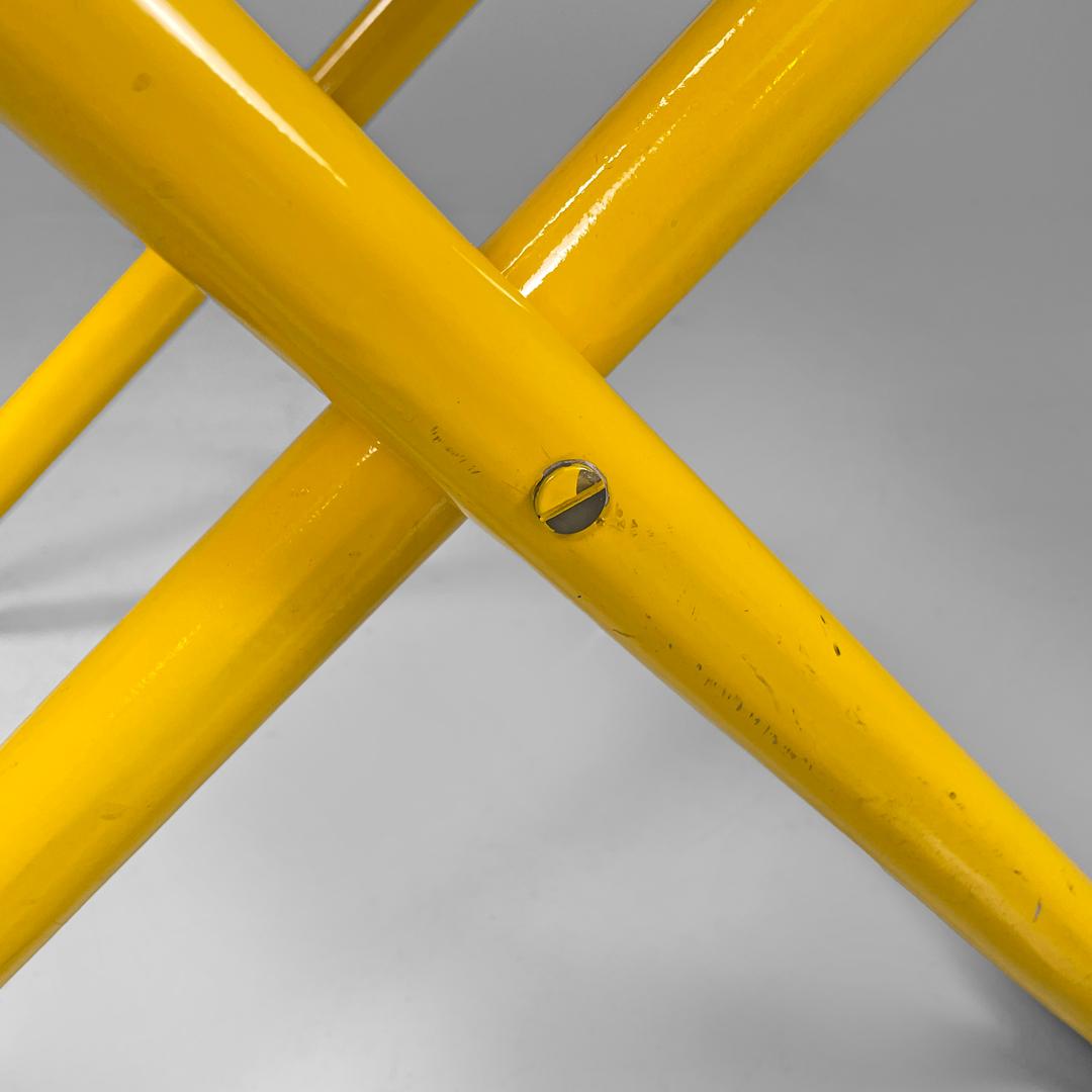 Italian post-modern folding tub chair in yellow wood and beige fabric, 1980s For Sale 10