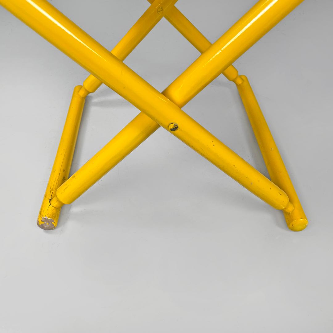 Italian post-modern folding tub chair in yellow wood and beige fabric, 1980s For Sale 11