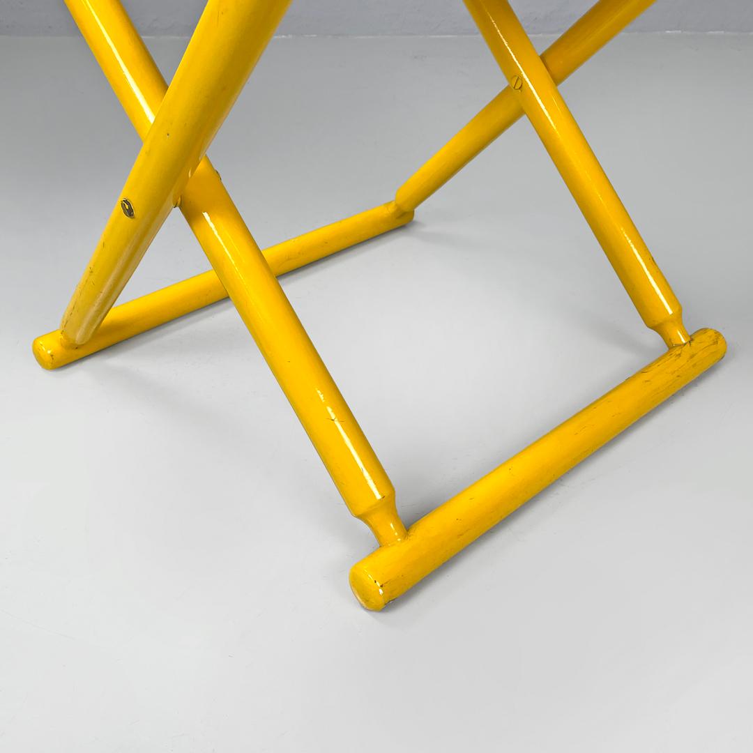 Italian post-modern folding tub chair in yellow wood and beige fabric, 1980s For Sale 12