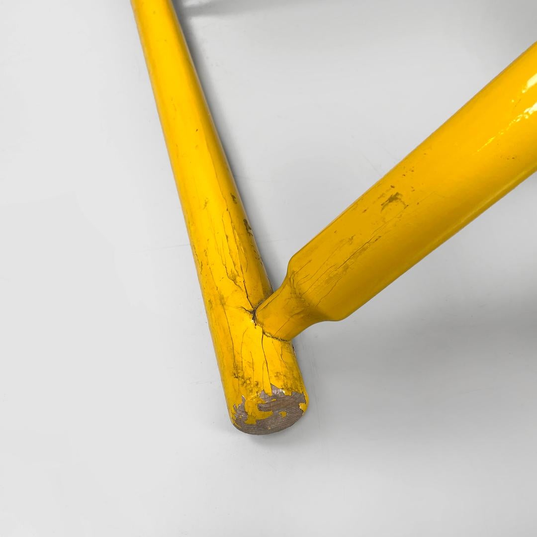 Italian post-modern folding tub chair in yellow wood and beige fabric, 1980s For Sale 13