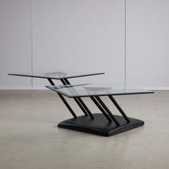 Table basse italienne en verre postmoderne pour Bellato, années 1980