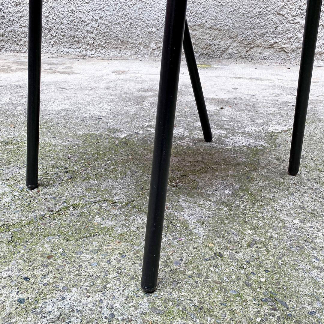 Italian Post Modern Grey Metal Solid Wood and Brass Set of Fly Line Chairs 1980s 9